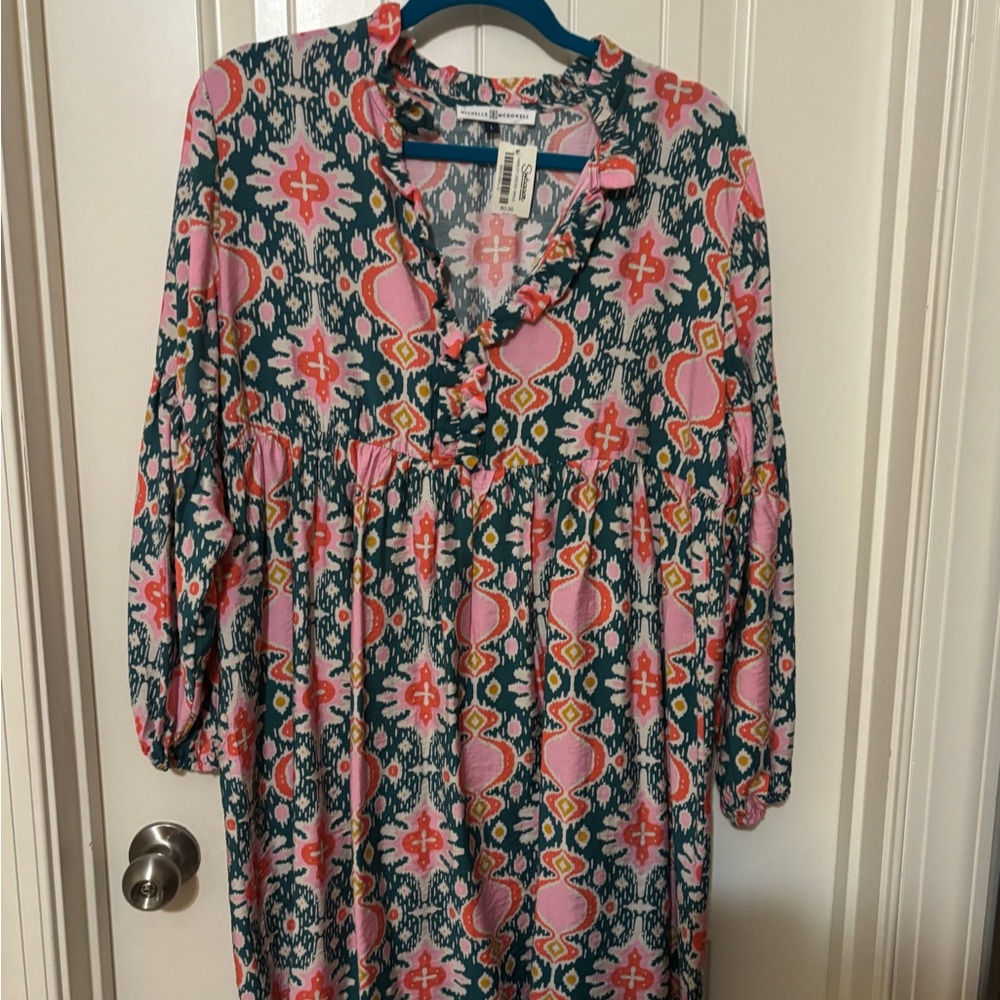 Floral Women’s Dress - Pink and Green